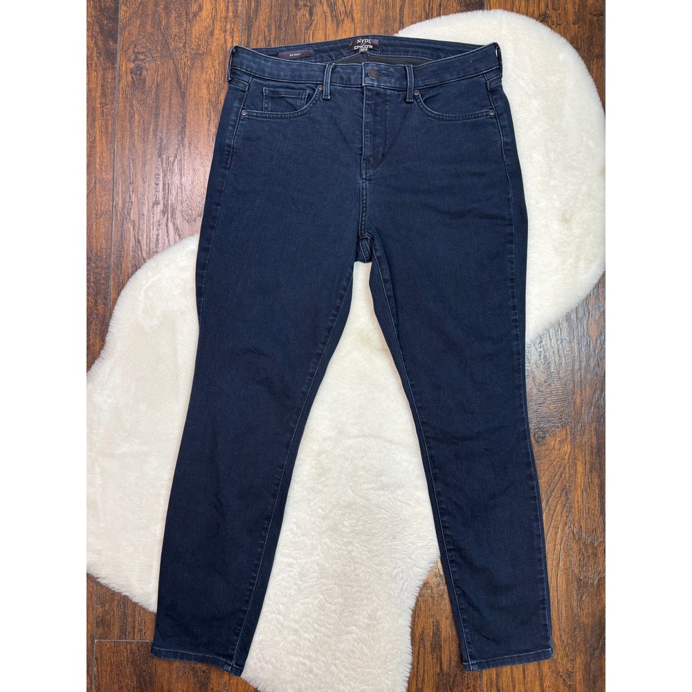 NYDJ for Chico's Skinny Jeans 10 Dark Wash Blue Mid-Rise Stretch Womens